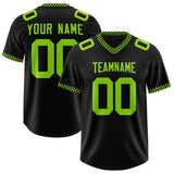 Custom Black Neon Green Personalized Neckline Square Classic Authentic Football Jersey