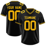 Custom Black Yellow Personalized Neckline Square Classic Authentic Football Jersey