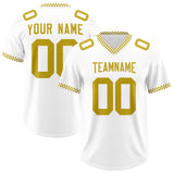 Custom White Old Gold Personalized Neckline Square Classic Authentic Football Jersey
