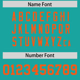 Custom Aqua Orange Personalized Neckline Square Classic Authentic Football Jersey