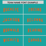 Custom Aqua Orange Personalized Neckline Square Classic Authentic Football Jersey