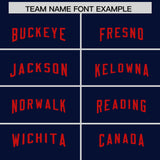 Custom Navy Red Personalized Neckline Square Classic Authentic Football Jersey