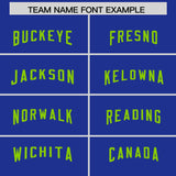 Custom Royal Neon Green Personalized Neckline Square Classic Authentic Football Jersey