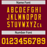 Custom Crimson Yellow Personalized Neckline Square Classic Authentic Football Jersey