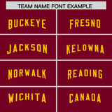 Custom Crimson Yellow Personalized Neckline Square Classic Authentic Football Jersey