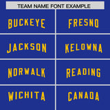 Custom Royal Yellow Personalized Neckline Square Classic Authentic Football Jersey
