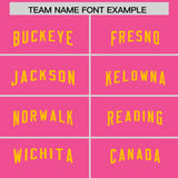 Custom Pink Yellow Personalized Neckline Square Classic Authentic Football Jersey