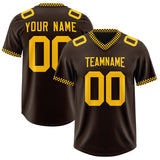 Custom Brown Yellow Personalized Neckline Square Classic Authentic Football Jersey