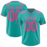 Custom Aqua Pink Personalized Neckline Square Classic Authentic Football Jersey