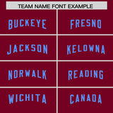 Custom Crimson Powder Blue Personalized Neckline Square Classic Authentic Football Jersey