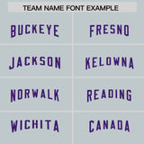 Custom Silver Purple Personalized Neckline Square Classic Authentic Football Jersey