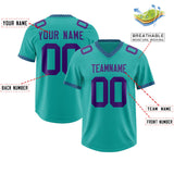 Custom Aqua Purple Personalized Neckline Square Classic Authentic Football Jersey