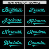 Custom Black Aqua Personalized Neckline Square Classic Authentic Football Jersey
