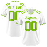 Custom White Neon Green Personalized Neckline Square Classic Authentic Football Jersey