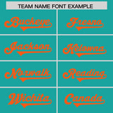 Custom Aqua Orange Personalized Neckline Square Classic Authentic Football Jersey