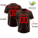 Custom Brown Red Personalized Neckline Square Classic Authentic Football Jersey