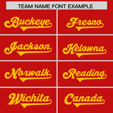 Custom Red Yellow Personalized Neckline Square Classic Authentic Football Jersey
