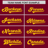 Custom Crimson Yellow Personalized Neckline Square Classic Authentic Football Jersey