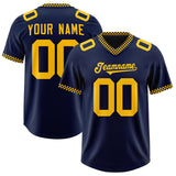 Custom Navy Yellow Personalized Neckline Square Classic Authentic Football Jersey
