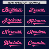 Custom Navy Pink Personalized Neckline Square Classic Authentic Football Jersey