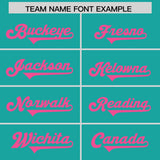 Custom Aqua Pink Personalized Neckline Square Classic Authentic Football Jersey