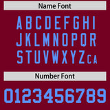Custom Crimson Powder Blue Personalized Neckline Square Classic Authentic Football Jersey
