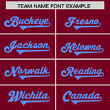 Custom Crimson Powder Blue Personalized Neckline Square Classic Authentic Football Jersey