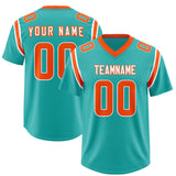 Custom Aqua Personalized Shoulder Cut Two-Tone Authentic Football Jersey