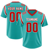 Custom Aqua Personalized Shoulder Cut Two-Tone Authentic Football Jersey