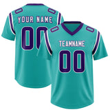Custom Aqua Personalized Shoulder Cut Two-Tone Authentic Football Jersey