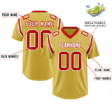 Custom Old Gold Personalized Shoulder Cut Two-Tone Authentic Football Jersey