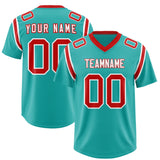 Custom Aqua Personalized Shoulder Cut Two-Tone Authentic Football Jersey