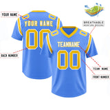 Custom Powder Blue Personalized Shoulder Cut Two-Tone Authentic Football Jersey