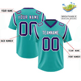 Custom Aqua Personalized Shoulder Cut Two-Tone Authentic Football Jersey