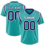 Custom Aqua Personalized Shoulder Cut Two-Tone Authentic Football Jersey