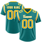 Custom Aqua Personalized Shoulder Cut Two-Tone Authentic Football Jersey