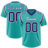 Custom Aqua Personalized Shoulder Cut Two-Tone Authentic Football Jersey