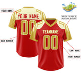 Custom Red Old Gold Raglan Sleeves Personalized Pattern Authentic Football Jersey