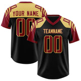 Custom Black Crimson Raglan Sleeves Personalized Pattern Authentic Football Jersey