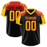 Custom Black Gold Raglan Sleeves Personalized Pattern Authentic Football Jersey