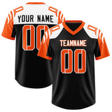 Custom Black Orange Raglan Sleeves Personalized Pattern Authentic Football Jersey