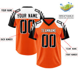 Custom Orange Black Raglan Sleeves Personalized Pattern Authentic Football Jersey