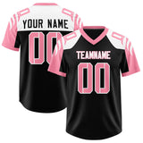 Custom Black Light Pink Raglan Sleeves Personalized Pattern Authentic Football Jersey