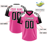Custom Pink Black Raglan Sleeves Personalized Pattern Authentic Football Jersey