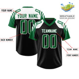 Custom Black Kelly Green Raglan Sleeves Personalized Pattern Authentic Football Jersey