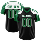 Custom Black Kelly Green Raglan Sleeves Personalized Pattern Authentic Football Jersey