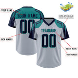Custom Silver Navy Raglan Sleeves Personalized Pattern Authentic Football Jersey