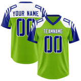 Custom Neon Green Royal Raglan Sleeves Personalized Pattern Authentic Football Jersey