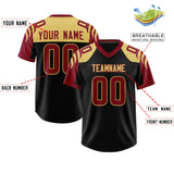 Custom Black Crimson Raglan Sleeves Personalized Pattern Authentic Football Jersey