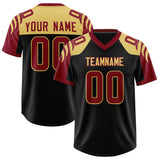 Custom Black Crimson Raglan Sleeves Personalized Pattern Authentic Football Jersey